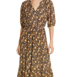 Fraiche by J Cathy Midi Sun Dress Floral Print Medium Made in USA‎
